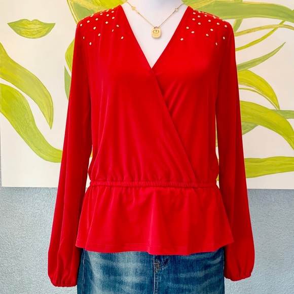 Michael Kors Red Long Sleeve Blouse - Picture 4 of 10